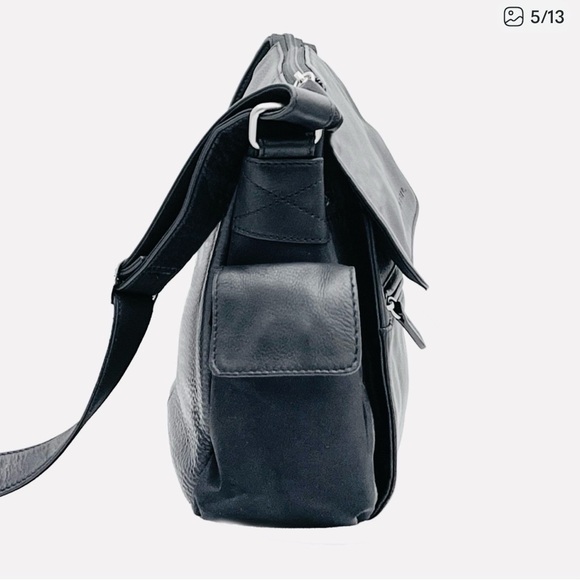 Fossil Black Leather and Nylon Messenger Bag - Picture 4 of 13